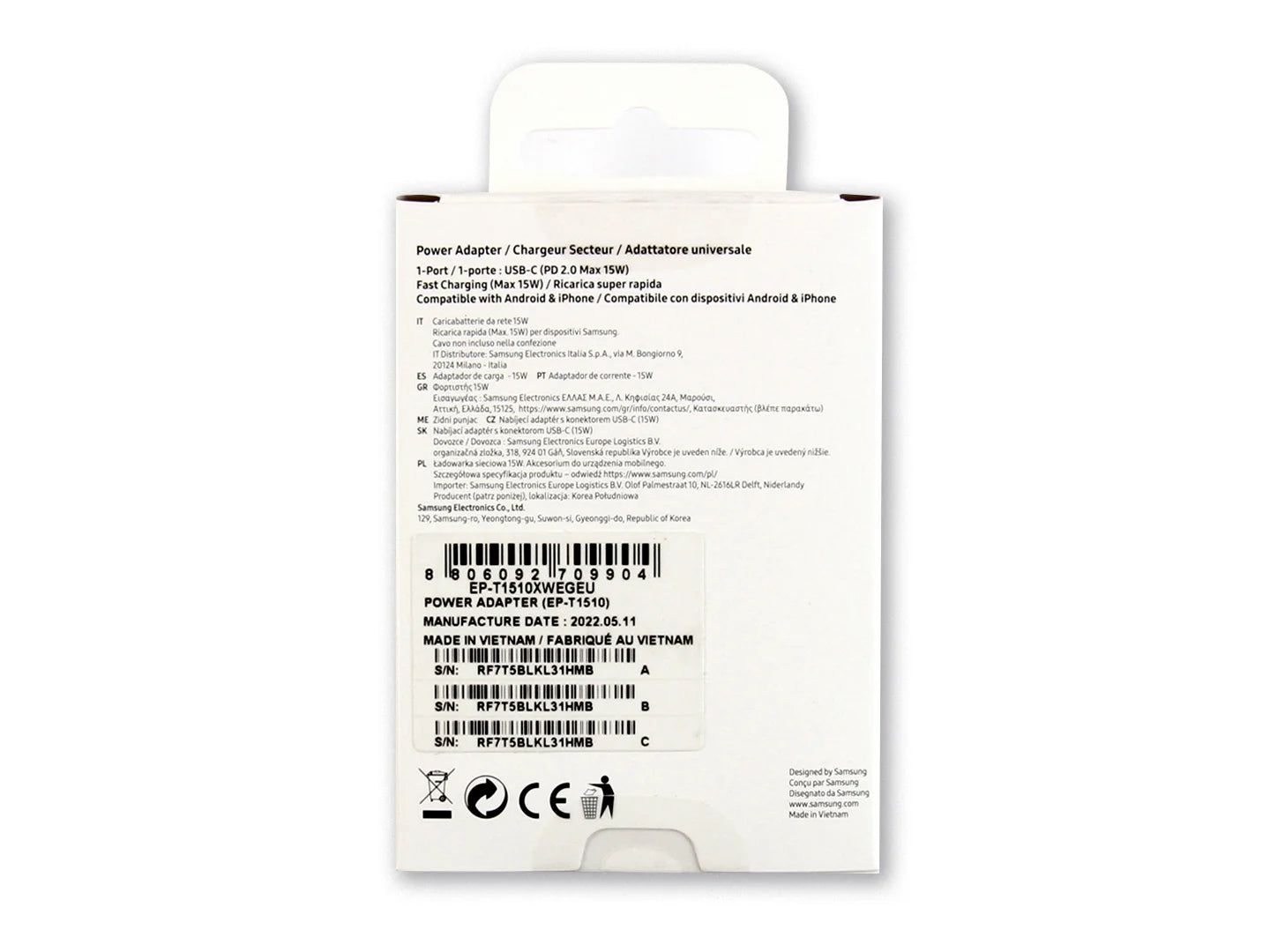 Samsung Charger & Kabel 1m, 15W