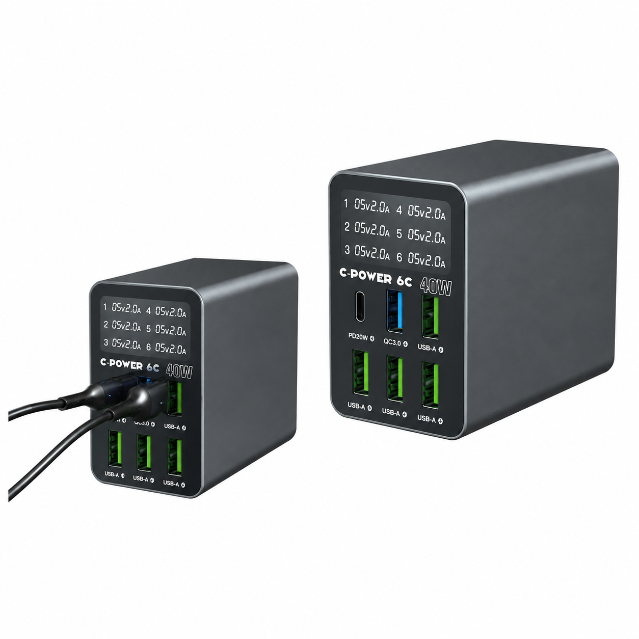 Mehrfach-USB-Ladegerät mit Anzeige